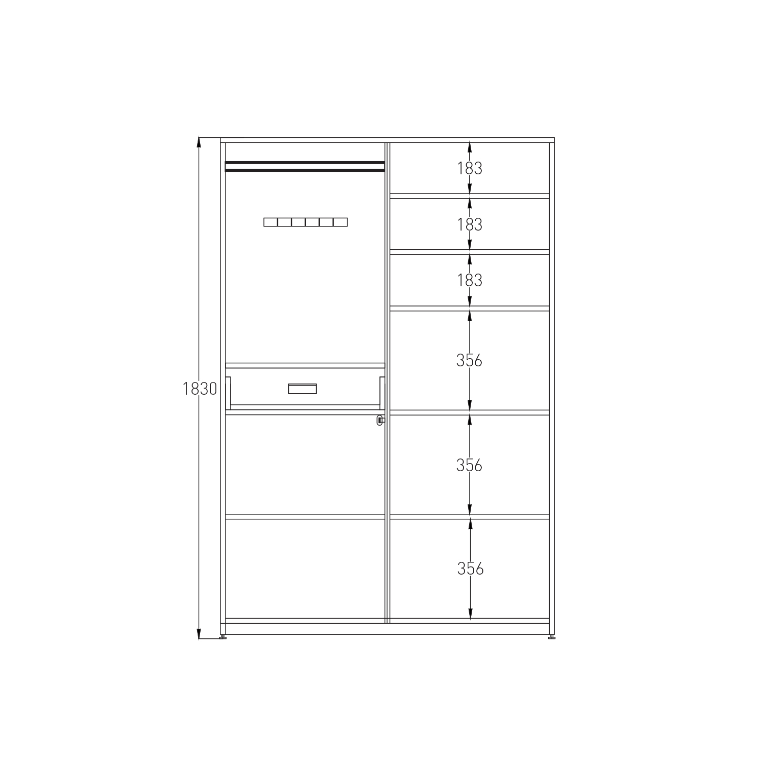 Hostel Wardrobe with Mirror - Featherlite Furniture