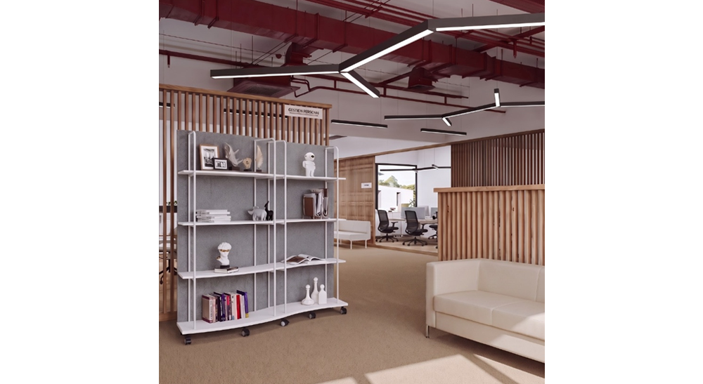 hüddle mobile partitions defining collaborative spaces